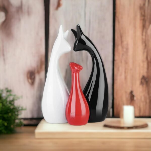 Home Decor Lucky Deer Family showpiece | Lucky Matt Black Red White Deer Family Set of 3 for Decoration and Home Decor