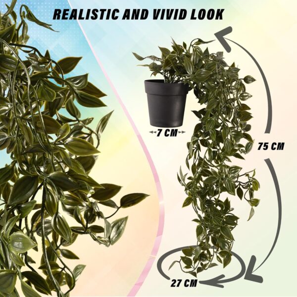 Heart Home Artificial Vine;Pine;Fern;Ivy Plants with Pot Natural Look & Plastic Material Easy Home Décor with Small Size Pot Size 27 X 75 X 7 Cm, Pack of 1 (Green)