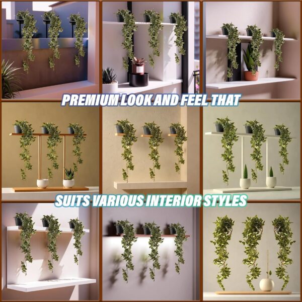 Heart Home Artificial Vine;Pine;Fern;Ivy Plants with Pot Natural Look & Plastic Material Easy Home Décor with Small Size Pot Size 27 X 75 X 7 Cm, Pack of 1 (Green)