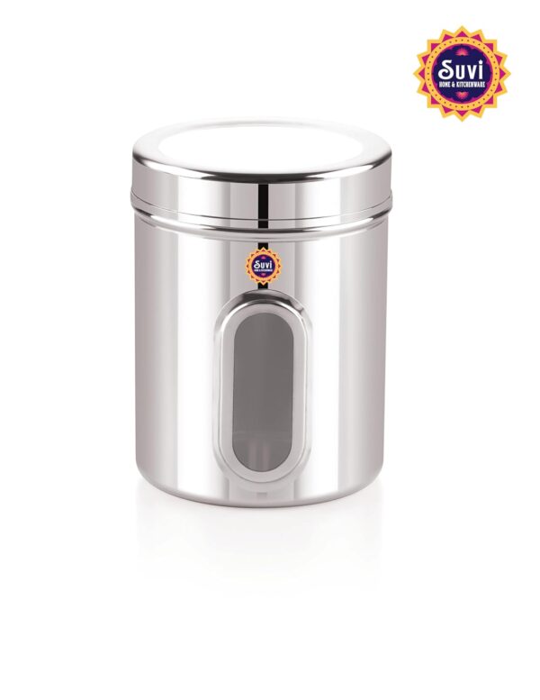 1773914394_Suvi-1kg-Set-of-6pcs-Stainless-Steel-Kitchen-Containers-with-See-Through-Window-Food-Storage-Dabba-Steel-Containers-Set-Silver-Mirror-Finish-Food-Grains-Capacity-1kg-Approx-1250ml-6pcs.jpg Suvi 1kg Set of 6pcs Stainless Steel Kitchen Containers with See Through Window | Food Storage Dabba | Steel Containers Set | Silver Mirror Finish | Food Grains Capacity - 1kg Approx (1250ml-6pcs)