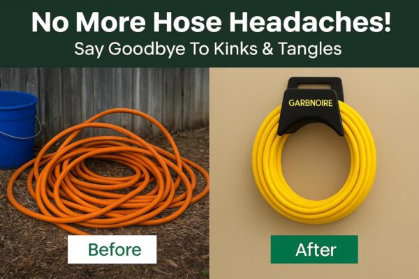 Garbnoire Durable Heavy Duty MS Garden Pipe Stand | Wall Mounted Watering Hose Holder | Portable Irrigation Hose Hanger | Garden Pipe Holder Hook in Black (C Shape Pipe Holder, Pack of 1)