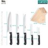 Cartini Godrej 5 Pcs Knife Set with Rubber Wood Knife Holder Set (Chef Knife +Bread Knife + Carving Knife + Vegetable Knife + Paring Knife),Rubberwood,Brown