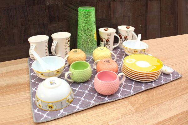 U & U UNIQUE UTILITIES Microfiber Dish Drying Mat (50 x 38 cm) | Kitchen Mat for Counter | Quick Dry Water Absorbent Mat | Placemat for Dish Drying | Super Draining Mat for Kitchen (Grey)