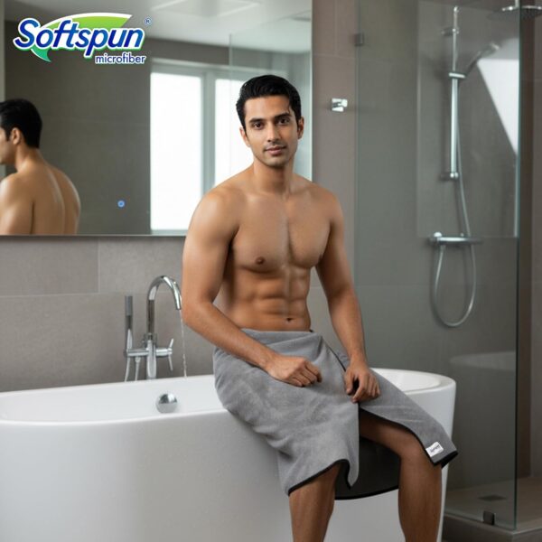 SOFTSPUN Microfiber Bath Towel 1Pc Light Grey! Ultra Absorbent Super Soft & Lightweight Quick Drying for Men & Women Daily Use for Unisex.