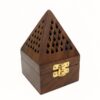 WOOD ART STORE Wooden Pyramid Shape Incense Box Hoder Stand | Wooden Agarbatti Stand with ash Catcher for Home Office | Incense Sticks Holder (Medium)