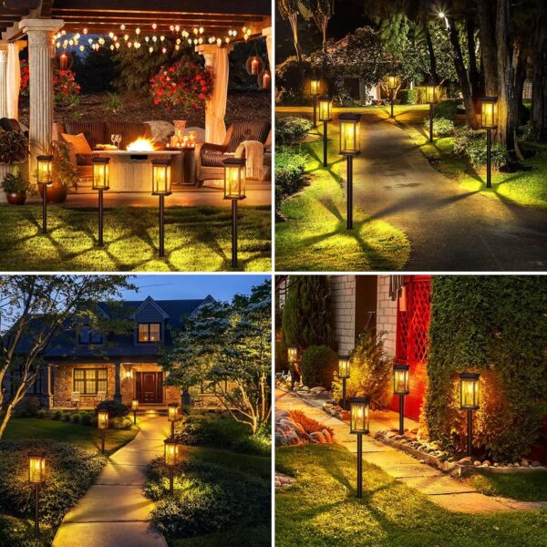 KOOPER 8 Pack Solar Pathway Lights - Unique Waterproof Garden Lights for Outdoor Patio, Yard, Lawn, Walkway - Auto On/Off
