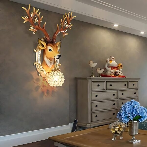 Jupiter Decor HUB Resin Deer Head Mounted Antique Decorative Wall Scone Light Lamp for Living Room,Bedroom and Office Wall Decoration|LED Night Lamp |Wall Mounted Home Decor Item with Light