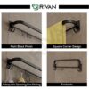 GRIVAN Stylish Stainless Steel 24 Inch Foldable Towel Rod/Shelf/Stand for Bathroom, Towel Holder with Hooks and Hanger (Black Matte Finish)