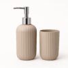 LAGET® Bathroom Accessories Set for Utility and Toothbrush Holder Bathroom Decor | Handwash Liquid Soap Dispenser Pump for Bathroom, Kitchen, Wash Basin, Sink Ribbed Design (Grey)