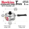 1774019873_Hawkins-1-Litre-Tpan-Stainless-Steel-Tea-Pan-with-Glass-Lid-Induction-Sauce-Pan-Chai-Pan-Small-Pan-Silver-SST10G.jpg Hawkins 1 Litre Tpan, Stainless Steel Tea Pan with Glass Lid, Induction Sauce Pan, Chai Pan, Small Pan, Silver (SST10G)