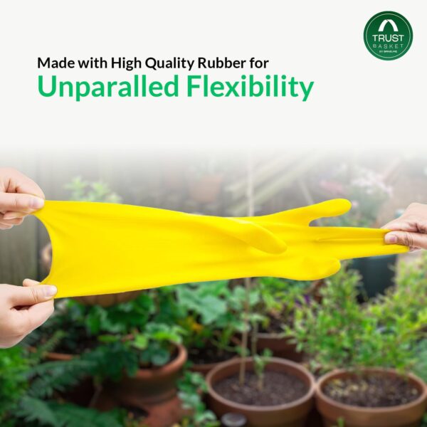 TrustBasket 14 Inch Long & Very Thick, Heavy Duty Latex Rubber Gardening Gloves - Long Hand Gloves for Garden Work - Handling Accessories Tools for Home Garden