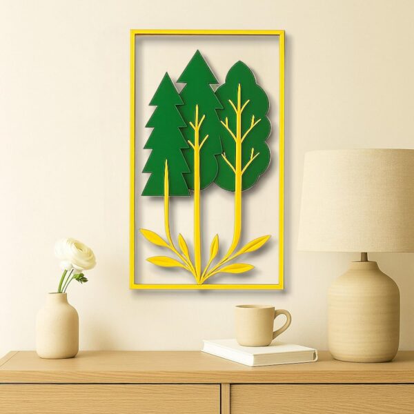 BrovionArt™ Metal Wall Decoration item for Living Room, Bedroom, Hallway, Kitchen & More (Deer - Royal Gold & Green)