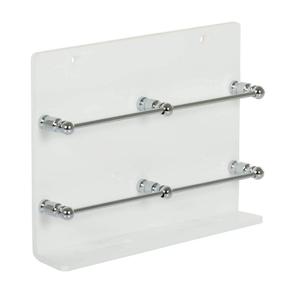 AMPEX Acrylic Double Mobile Stand With Charging Holder Wall Mounted Ac Remote Holder Tv Remote Stand (1 Pcs., Colour - White), 2-Pin,Remote Control Racks