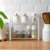Craftland Wrought Iron Countertop/Cabinet 2 Tier Kitchen Organiser/stand/Shelf/Holder/Utensils Rack for Spices Jars (White)