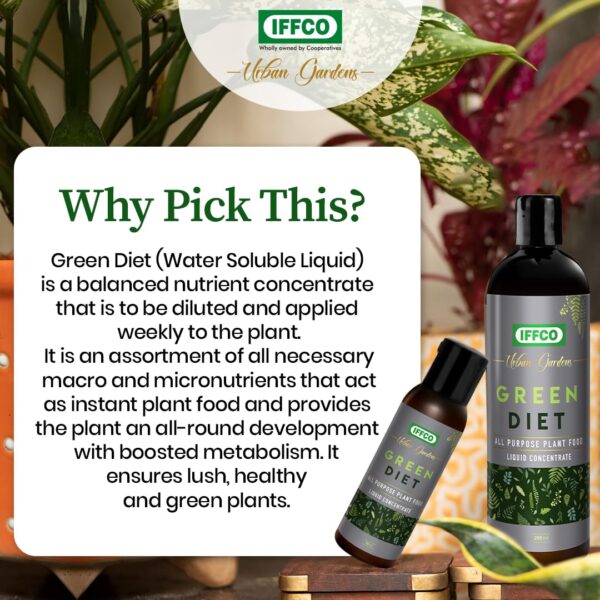 1774092358_IFFCO-Urban-Gardens-Green-Diet-200-ML-Organic-Plant-Food-For-Potted-Indoor-Outdoor-plants-Balanced-Macro-Micro-Nutrients-Water-Soluble.jpg IFFCO Urban Gardens - Green Diet - 200 ML - Organic Plant Food For Potted Indoor & Outdoor plants, Balanced Macro & Micro Nutrients, Water Soluble