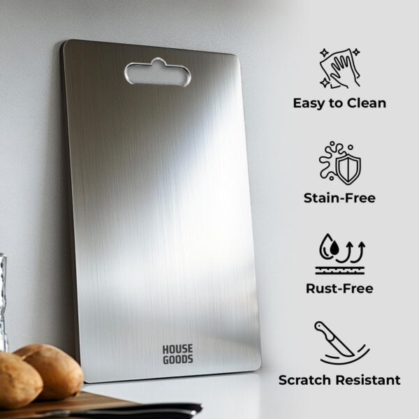 1774097236_HOUSEGOODS-Steel-Chopping-Board-for-Kitchen-Large-35-X-25-CM-Premium-304-Grade-Stainless-Steel-Cutting-Board-Rust-Free-Anti-Bacterial-Chef-Approved-Ideal-for-Vegetables-Fruits-Meat.jpg HOUSEGOODS Steel Chopping Board for Kitchen, Large 35 X 25 CM, Premium 304 Grade Stainless Steel Cutting Board, Rust-Free, Anti-Bacterial, Chef Approved, Ideal for Vegetables, Fruits, Meat