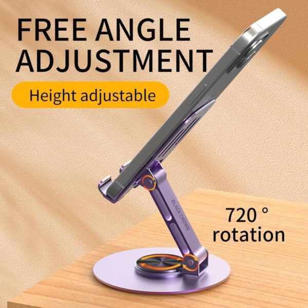 BLACK CROWN Universal Mobile Phone Holder Stand for Desk, Foldable Hollow Design Phone Tablet Holder Durable & Convenient 360° Rotating Base Stand Compatible with Phone & Tablets.(Multicolor)