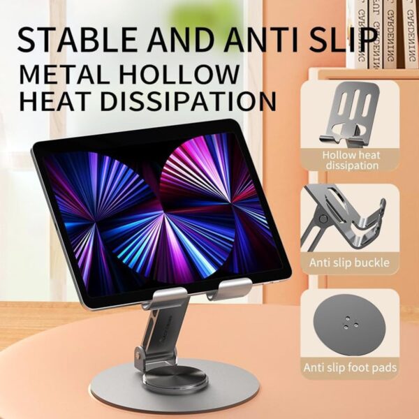 BLACK CROWN Universal Mobile Phone Holder Stand for Desk, Foldable Hollow Design Phone Tablet Holder Durable & Convenient 360° Rotating Base Stand Compatible with Phone & Tablets.(Multicolor)
