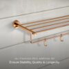 USF Bath Accessories Towel Rack Hanger and Holder for Bathroom/Quality Tested 304 Stainless Steel Towel Rack Bathroom Accessories (PVC Rose Gold, 24 Inches, Pack of 1) (Round)
