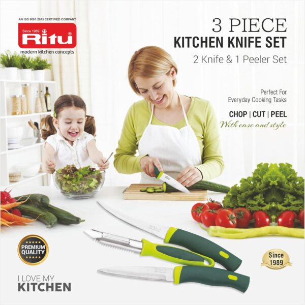 1774107866_RITU-Stainless-Steel-Kitchen-Knife-and-Peeler-Set-of-3-Combo-for-Daily-Use-Sharp-Blades-Multipurpose-Peeling-Cutting-Tool-Rust-Resistant-Durable-Blades-Green-Ergonomic-Handle.jpg RITU Stainless Steel Kitchen Knife and Peeler Set of 3 Combo | for Daily Use | Sharp Blades Multipurpose Peeling Cutting Tool | Rust -Resistant Durable Blades | Green Ergonomic Handle