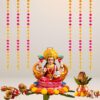 Handmade Wall and Door Hanging for Home Decor | Diwali Ganesh Pooja Backdrop | Wedding and All Festival Decoration | Decorative Items Pack of 6 Pompom String