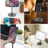 Odilia Tabletop Mobile Stand Holder for Table Portable Tablet Stand with Adjustable Height Cellphone Holder for All Smartphones, iPad, Tablets (Black)