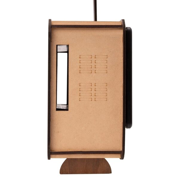 XSOURCE Wooden Retro Style TV Shape Mobile Magnifying Glass Stand Mobile Magnifier Screen Universal Mobile Holder Stand for Office Desk TV Shaped Wood Cell Phone Stand