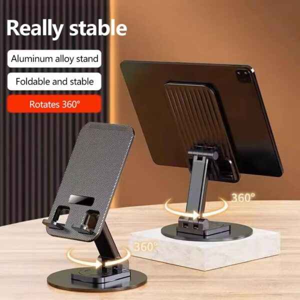 1774131999_360°-Rotatable-Foldable-Mobile-Phone-Holder-with-Metallic-Base-Adjustable-Height-Angle-Anti-Skid-Tabletop-Mobile-Stand-for-Smartphones-Tablets-Perfect-Home-Office-Bed-Gifting.jpg 360° Rotatable & Foldable Mobile Phone Holder with Metallic Base | Adjustable Height & Angle | Anti-Skid Tabletop Mobile Stand for Smartphones & Tablets | Perfect Home, Office, Bed & Gifting