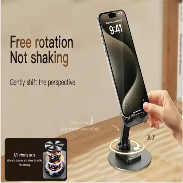 1774132000_360°-Rotatable-Foldable-Mobile-Phone-Holder-with-Metallic-Base-Adjustable-Height-Angle-Anti-Skid-Tabletop-Mobile-Stand-for-Smartphones-Tablets-Perfect-Home-Office-Bed-Gifting.jpg 360° Rotatable & Foldable Mobile Phone Holder with Metallic Base | Adjustable Height & Angle | Anti-Skid Tabletop Mobile Stand for Smartphones & Tablets | Perfect Home, Office, Bed & Gifting