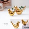 aporis Ceramic Golden Blessing Birds Figurine for Home Decor | Living Room, Bedroom, Office Desk, Cabinets - (Pack of 2, Golden)