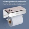 Plantex Platinum Stainless Steel 304 Grade Toilet Paper Holder/Toilet Paper Roll Holder with Mobile Stand/Toilet Paper Roll Holder Stand/Bathroom Accessories (Chrome)