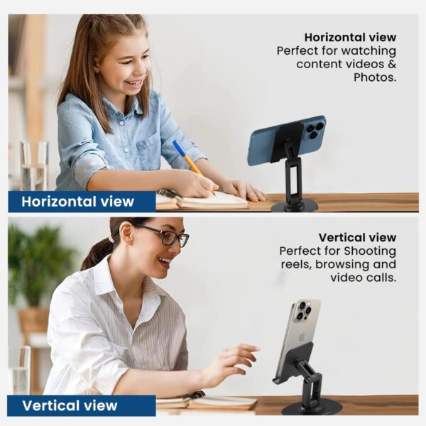 Asray Premium 360° Rotatable Mobile Phone Holder Stand | Stable Metallic Base | Adjustable & Foldable