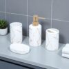 Whizzo® Ceramic Bathroom Accessories Set Ceramic - 4 Pieces Bathroom Whizzo® Ceramic Bathroom Accessories Set Ceramic - 4 Pieces Bathroom Accessories Set Soap Dispenser, Toothbrush Holder, Tumbler, Soap Dish, The Best Gifting Choice (BS-809-White)
