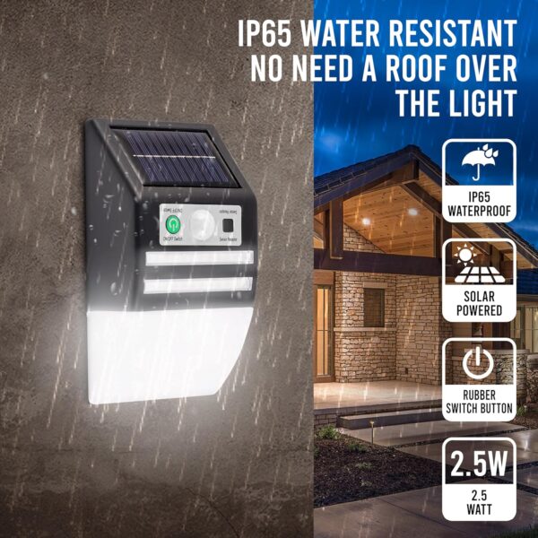 Gesto Solar Wall Light with Motion Sensor – Waterproof Outdoor Wall Lamp & 3 Modes | 1200mAh Battery, Auto Day Off & Night On | Solar Light for Garden, Fence, Balcony, Patio, Yard & Stair Lighting