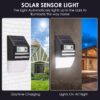 Gesto Solar Wall Light with Motion Sensor – Waterproof Outdoor Wall Lamp & 3 Modes | 1200mAh Battery, Auto Day Off & Night On | Solar Light for Garden, Fence, Balcony, Patio, Yard & Stair Lighting