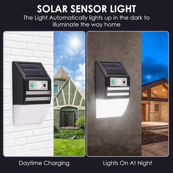 Gesto Solar Wall Light with Motion Sensor – Waterproof Outdoor Wall Lamp & 3 Modes | 1200mAh Battery, Auto Day Off & Night On | Solar Light for Garden, Fence, Balcony, Patio, Yard & Stair Lighting