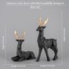 Lucky Deer Showpiece Set of 2 | Elegant Black & Gold Resin Animal Statues for Home Decor, Living Room, Office Desk, Tabletop & Shelf Display | Symbol of Grace, Strength & Prosperity