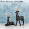 Lucky Deer Showpiece Set of 2 | Elegant Black & Gold Resin Animal Statues for Home Decor, Living Room, Office Desk, Tabletop & Shelf Display | Symbol of Grace, Strength & Prosperity