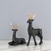 Lucky Deer Showpiece Set of 2 | Elegant Black & Gold Resin Animal Statues for Home Decor, Living Room, Office Desk, Tabletop & Shelf Display | Symbol of Grace, Strength & Prosperity