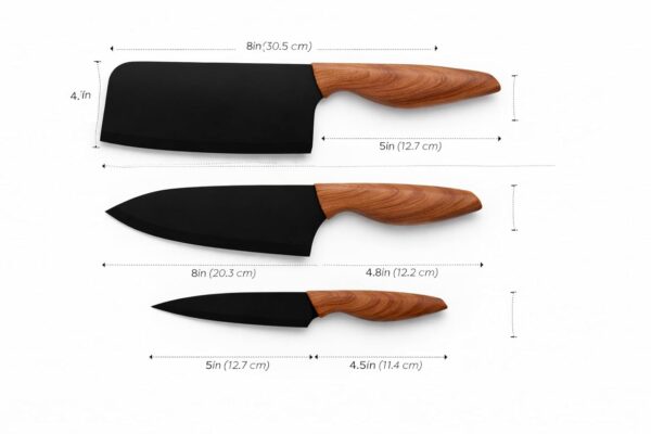 Stainless Steel Knife Set | 3 Piece Kitchen Knife Set Cleaver Knife, Chef Knife & Paring Knife Ultra Sharp Blades | Ergonomic Non-Slip Handle | Home & Professional Cooking