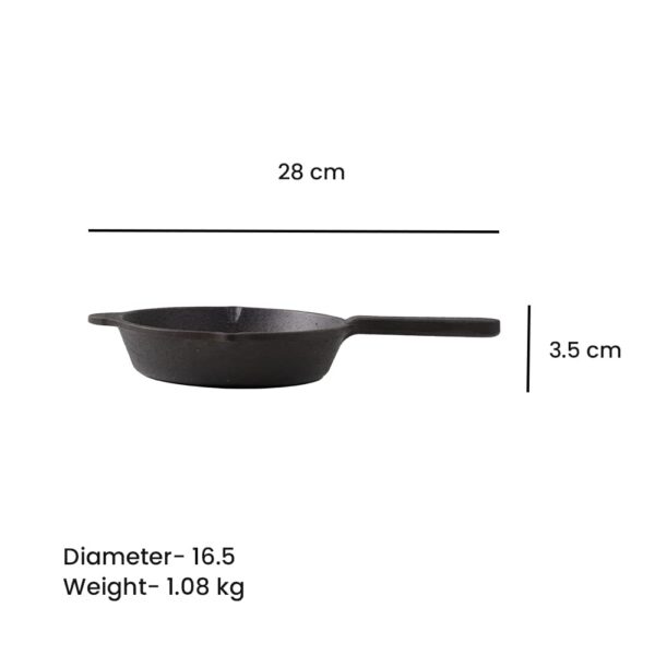 The Indus Valley Cast Iron Mini Tadka Fry Pan 15.2cm (6 inch) | Pre-Seasoned Small Omelette Pan/Skillet | 0.42L, 1.1kg | Induction Friendly | 100% Pure Iron, No Chemical Coating