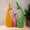 ANI DivineHome Decoration Lucky Deer Family Set | Piano Finish Ceramic Figures- (Set of 3 Yellow, Pink, Parrot Color) Home Office Gift