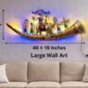 pranjals house Metal Wall Hanging Decor with LED | Rajasthani Royal Baarat Wall Art for Living Room, Bedroom & Office | Large Metal Wall Sculpture 46x19 Inch
