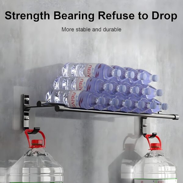 Self-Adhesive Wall Mounted Aluminium Double Rod Towel Bar with Hook Bathroom Towel Holder/Bathroom Accessories (50CM)(Black, Pack of 1)