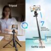 DIGITEK® (DTR-525 SS) 160 CM Long Tripod Selfie Stick with Wireless Remote, Aluminum Rod with 3 Legs Base, 360° Head, GoPro Adapter, 7 Section Adjustment - Compatible with Phones & Action Cameras