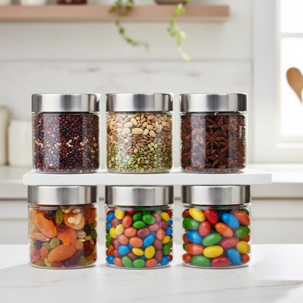 1774175611_PEARLPET-Plus-Range-Plastic-Storage-Jars-Containers-For-Kitchen-Stackable-Air-Tight-Steel-Cap-Jar-Set-Of-6-Food-Grade-Boxes-For-Kitchen-storage-Bpa-Free-6-pieces-of-500-MlTransparent.jpg PEARLPET Plus Range Plastic Storage Jars & Containers For Kitchen |Stackable |Air Tight| Steel Cap Jar Set Of 6 Food Grade Boxes For Kitchen storage | Bpa-Free |6 pieces of 500 Ml,Transparent