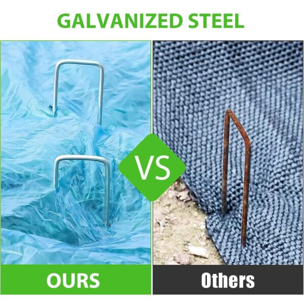 HASTHIP® 50 Pcs Landscape Staples for Securing Landscape Fabric, Ground Cover or Drip Irrigation Tubing, Heavy Duty Galvanized Steel Garden Stakes Staples Securing Pegs (6 in)