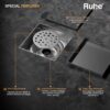 Ruhe® Square Tile Insert Floor Drain | 304 Stainless Steel | Invisible Shower Drain Channel | 5 x 5 Inches | Waste Water Floor Drain for 13mm Tile | Drainer Channel | Anti Cockroach Trap | Silver