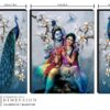 SAF Set of 3 Radha Krishna with Couple Peacock UV Textured Home Decorative Item Self Adhesive Painting 18 Inch X 12 Inch SANFJM31078- Multi Color