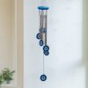 Evil Eye Wind Chimes for Home 27 Inch | Silver Metal Pipe Wind Chime with Evil Eye Protection | Feng Shui Wind Chimes for Balcony, Bedroom & Home Décor
